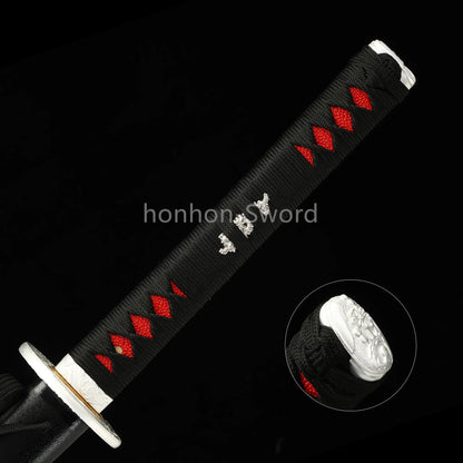 1095 Kohlenstoffstahl Katana Blaue Klinge Japanisches Samurai-Schwert Full Tang Schwarz 