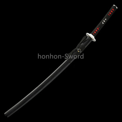 1095 Kohlenstoffstahl Katana Blaue Klinge Japanisches Samurai-Schwert Full Tang Schwarz 