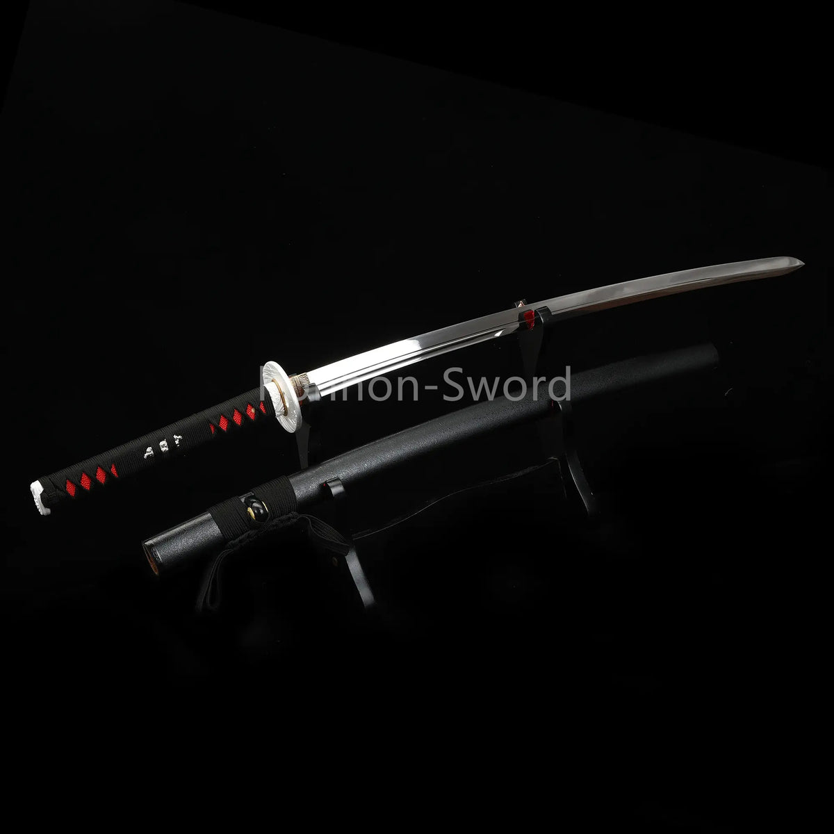 1095 Kohlenstoffstahl Katana Blaue Klinge Japanisches Samurai-Schwert Full Tang Schwarz 