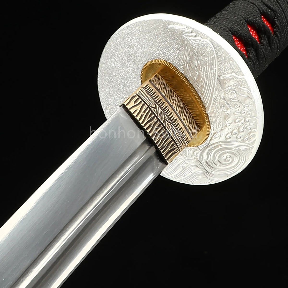 1095 Kohlenstoffstahl Katana Blaue Klinge Japanisches Samurai-Schwert Full Tang Schwarz 