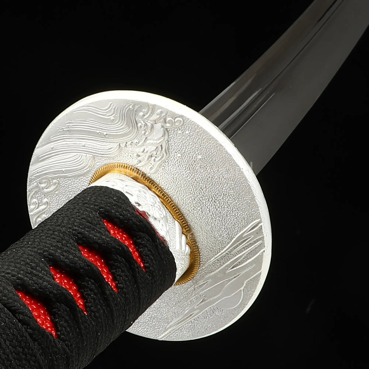 1095 Kohlenstoffstahl Katana Blaue Klinge Japanisches Samurai-Schwert Full Tang Schwarz 