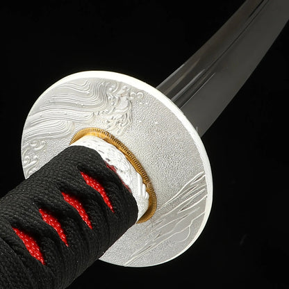 1095 Kohlenstoffstahl Katana Blaue Klinge Japanisches Samurai-Schwert Full Tang Schwarz 