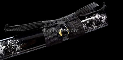 1095 Kohlenstoffstahl Katana Blaue Klinge Japanisches Samurai-Schwert Full Tang Schwarz 