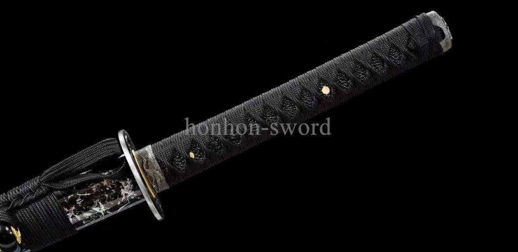 1095 Kohlenstoffstahl Katana Blaue Klinge Japanisches Samurai-Schwert Full Tang Schwarz 