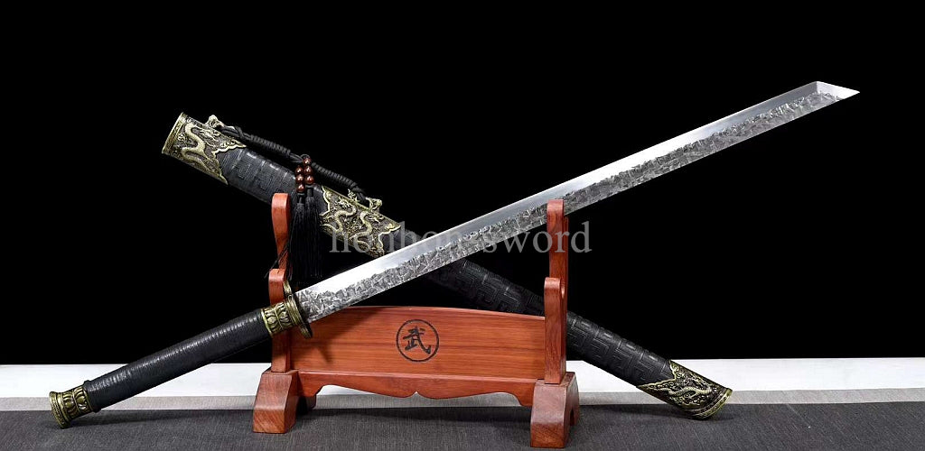 Katana à lame bleue en acier à haute teneur en carbone 1095, épée de samouraï japonais, épée complète noire 