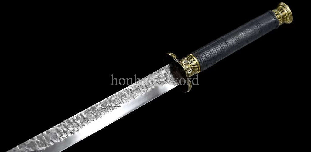 Katana à lame bleue en acier à haute teneur en carbone 1095, épée de samouraï japonais, épée complète noire 