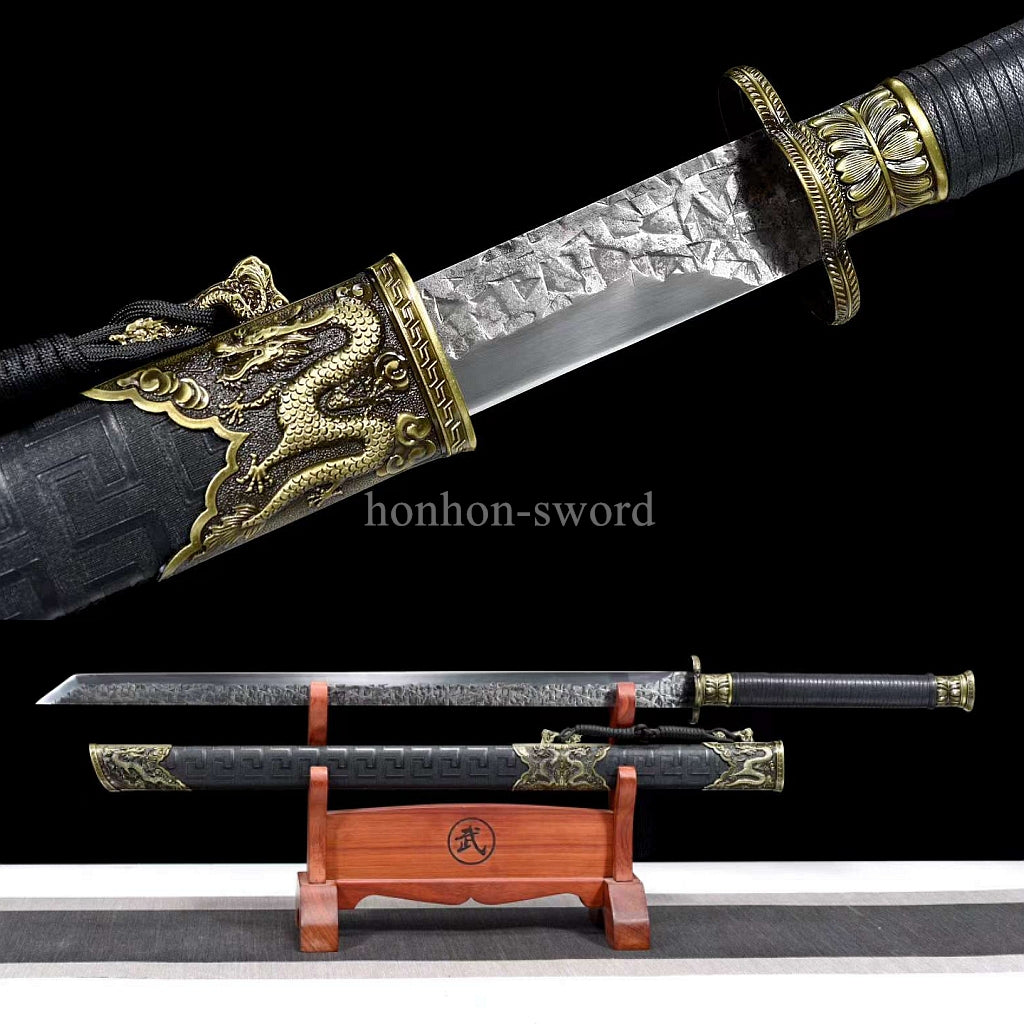 Katana à lame bleue en acier à haute teneur en carbone 1095, épée de samouraï japonais, épée complète noire 