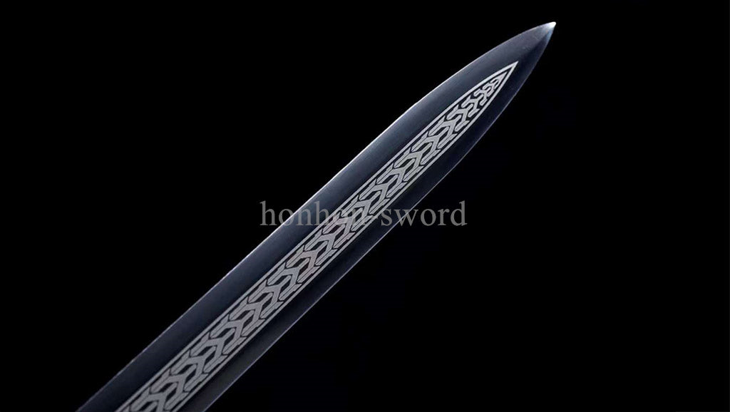High Quality 1095 Carbon Steel Chinese Jian 剑 Real Sword Straight Black Blade for Display