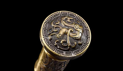 High Quality 1095 Carbon Steel Chinese Jian 剑 Real Sword Straight Black Blade for Display