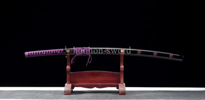 1095 Kohlenstoffstahl Katana Blaue Klinge Japanisches Samurai-Schwert Full Tang Schwarz 