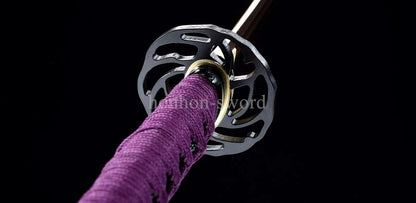 1095 Kohlenstoffstahl Katana Blaue Klinge Japanisches Samurai-Schwert Full Tang Schwarz 