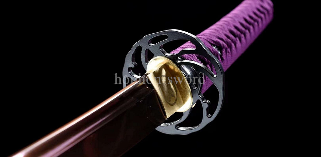 1095 Kohlenstoffstahl Katana Blaue Klinge Japanisches Samurai-Schwert Full Tang Schwarz 