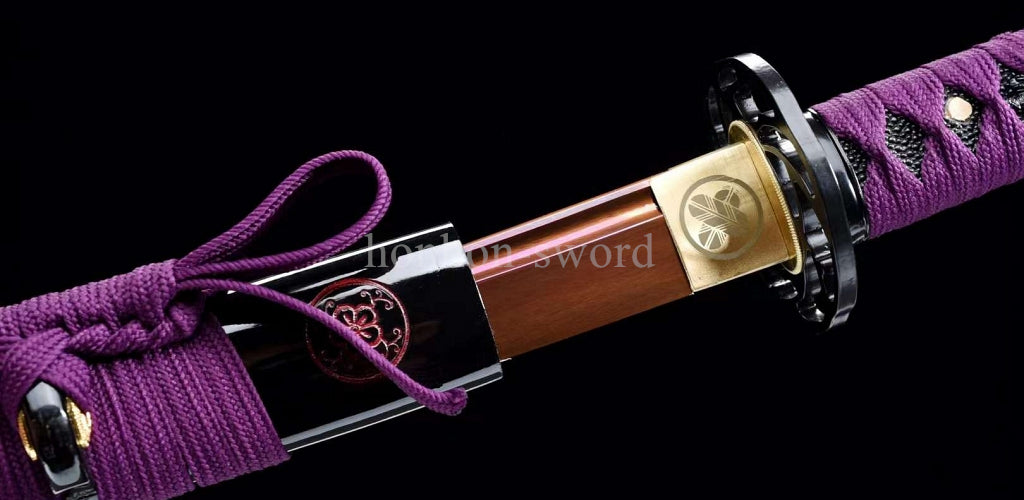 1095 Kohlenstoffstahl Katana Blaue Klinge Japanisches Samurai-Schwert Full Tang Schwarz 