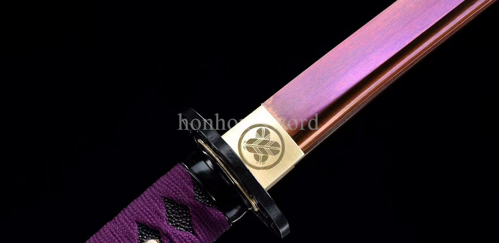 1095 Kohlenstoffstahl Katana Blaue Klinge Japanisches Samurai-Schwert Full Tang Schwarz 