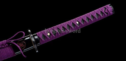 1095 Kohlenstoffstahl Katana Blaue Klinge Japanisches Samurai-Schwert Full Tang Schwarz 