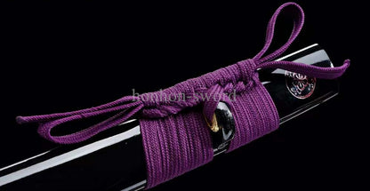 1095 Kohlenstoffstahl Katana Blaue Klinge Japanisches Samurai-Schwert Full Tang Schwarz 