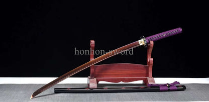 1095 Kohlenstoffstahl Katana Blaue Klinge Japanisches Samurai-Schwert Full Tang Schwarz 