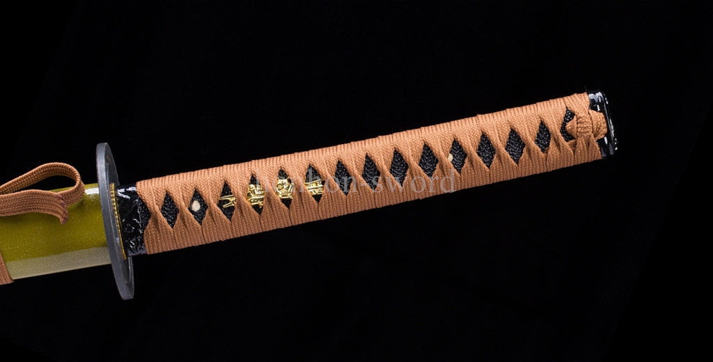 Katana en acier à haute teneur en manganèse, épée de samouraï japonais, prête pour la bataille, Saya blanche dorée 