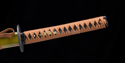 Katana en acier à haute teneur en manganèse, épée de samouraï japonais, prête pour la bataille, Saya blanche dorée 