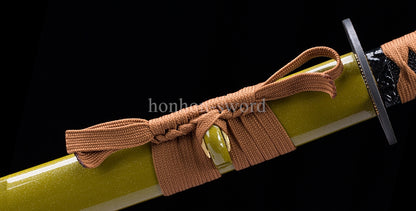 Katana en acier à haute teneur en manganèse, épée de samouraï japonais, prête pour la bataille, Saya blanche dorée 