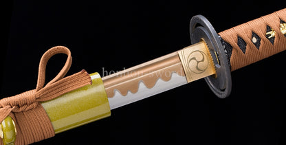 Katana en acier à haute teneur en manganèse, épée de samouraï japonais, prête pour la bataille, Saya blanche dorée 