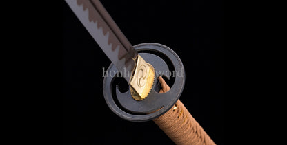 Katana en acier à haute teneur en manganèse, épée de samouraï japonais, prête pour la bataille, Saya blanche dorée 