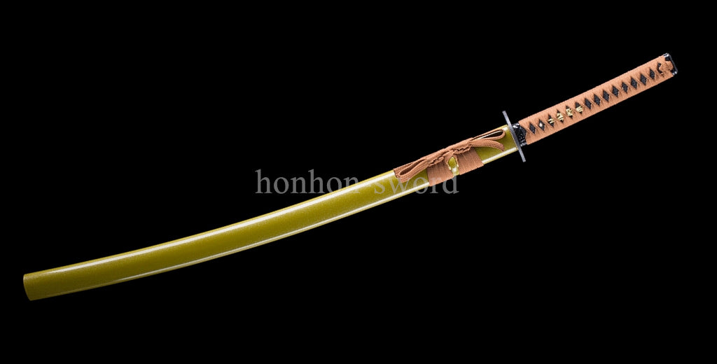 Katana en acier à haute teneur en manganèse, épée de samouraï japonais, prête pour la bataille, Saya blanche dorée 