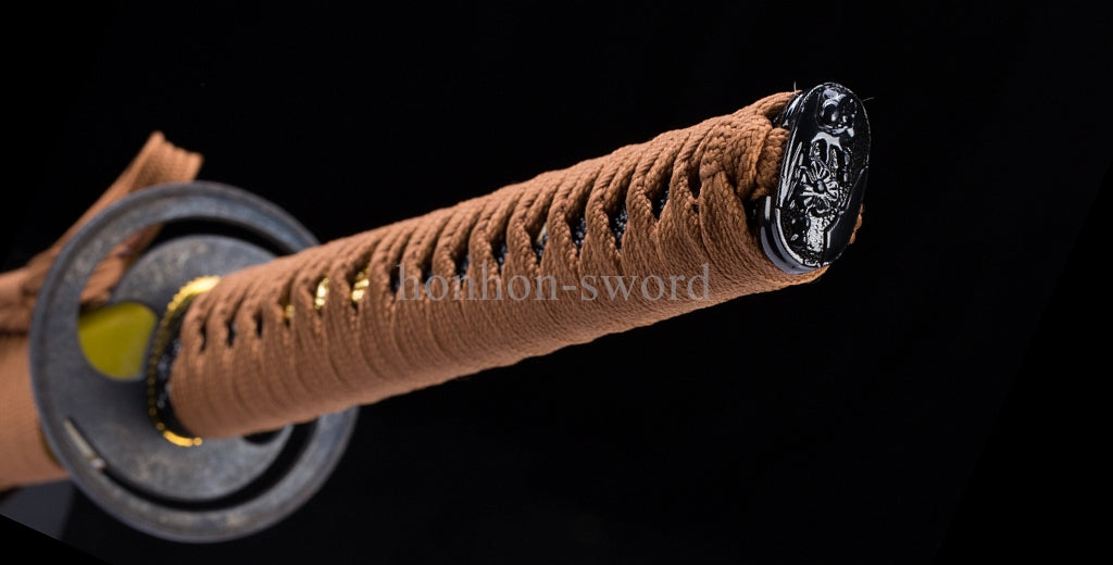 Katana en acier à haute teneur en manganèse, épée de samouraï japonais, prête pour la bataille, Saya blanche dorée 