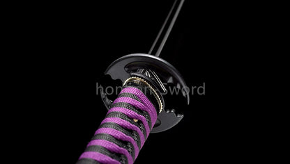 1095 Kohlenstoffstahl Katana Blaue Klinge Japanisches Samurai-Schwert Full Tang Schwarz 