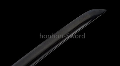 1095 Kohlenstoffstahl Katana Blaue Klinge Japanisches Samurai-Schwert Full Tang Schwarz 