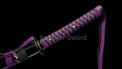 1095 Kohlenstoffstahl Katana Blaue Klinge Japanisches Samurai-Schwert Full Tang Schwarz 