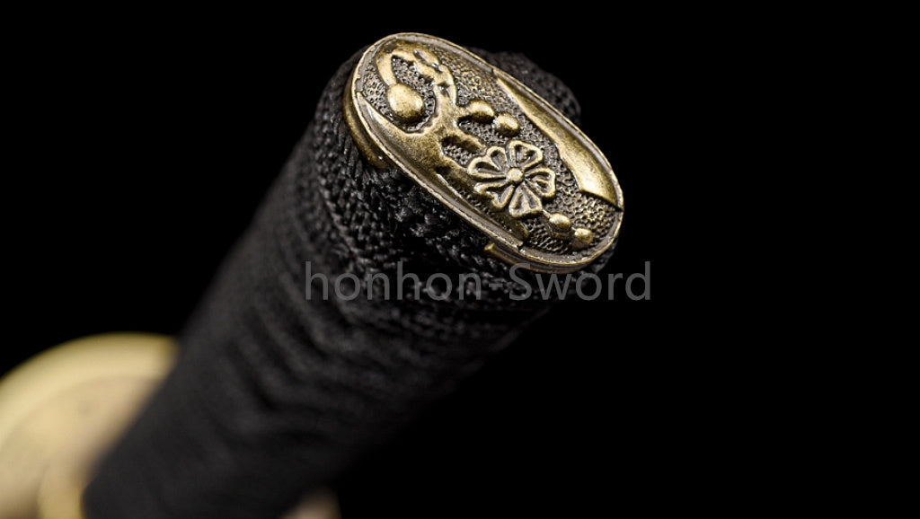 1095 Kohlenstoffstahl Katana Blaue Klinge Japanisches Samurai-Schwert Full Tang Schwarz 