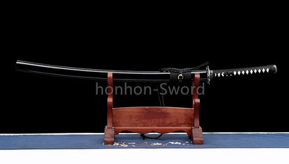 Katana à lame bleue en acier à haute teneur en carbone 1095, épée de samouraï japonais, épée complète noire 