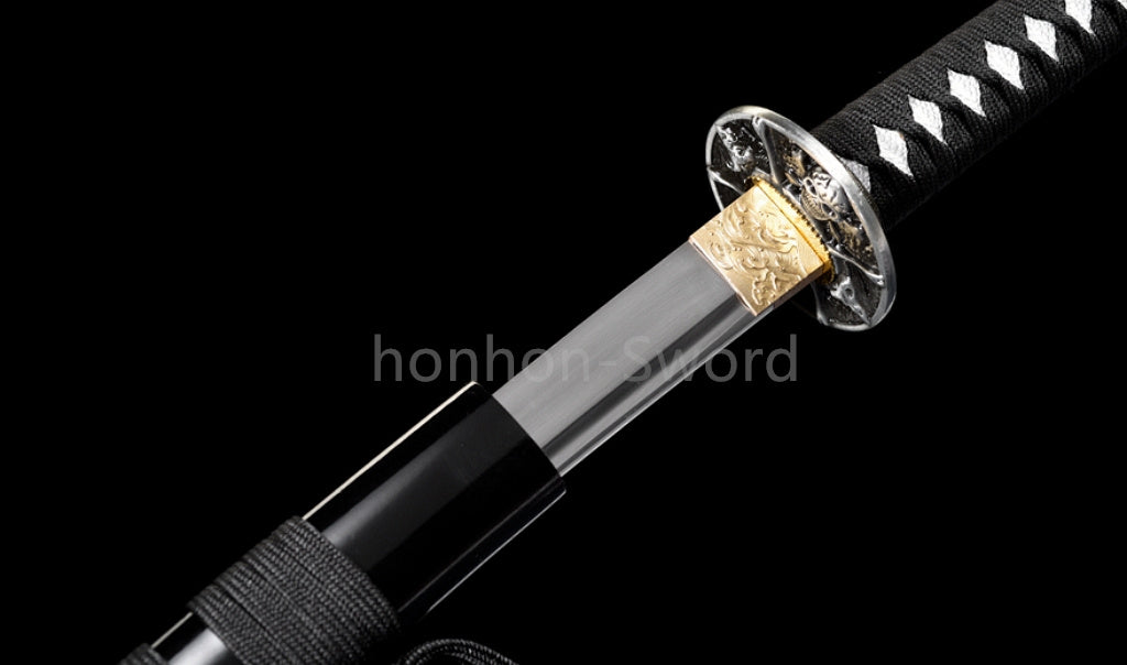 Katana à lame bleue en acier à haute teneur en carbone 1095, épée de samouraï japonais, épée complète noire 