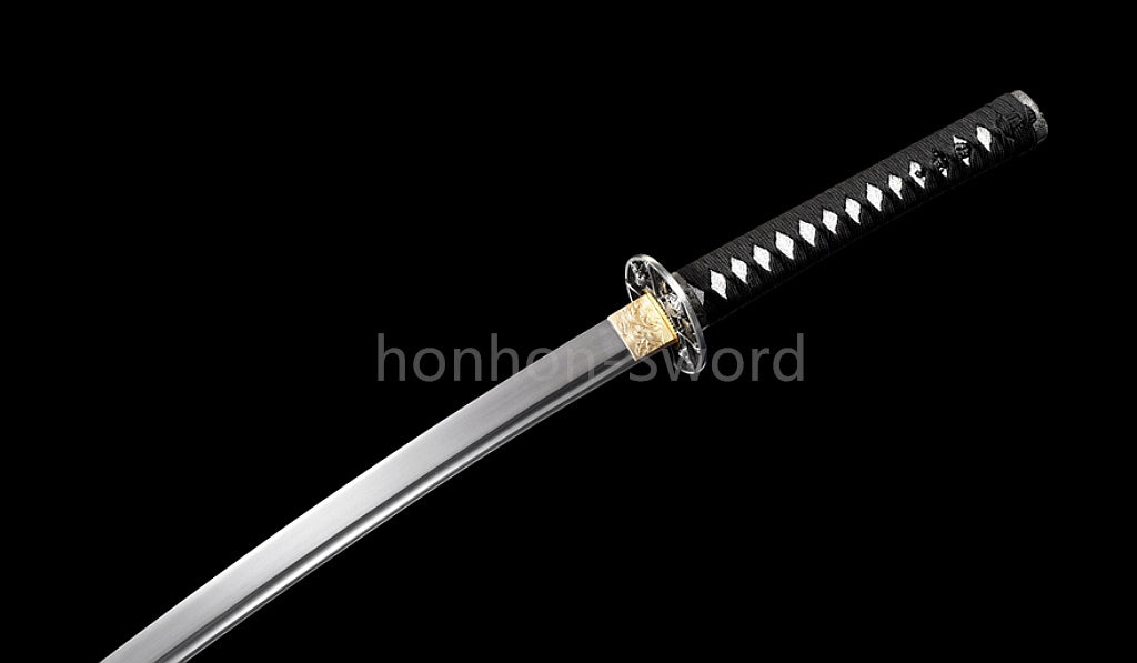 Katana à lame bleue en acier à haute teneur en carbone 1095, épée de samouraï japonais, épée complète noire 