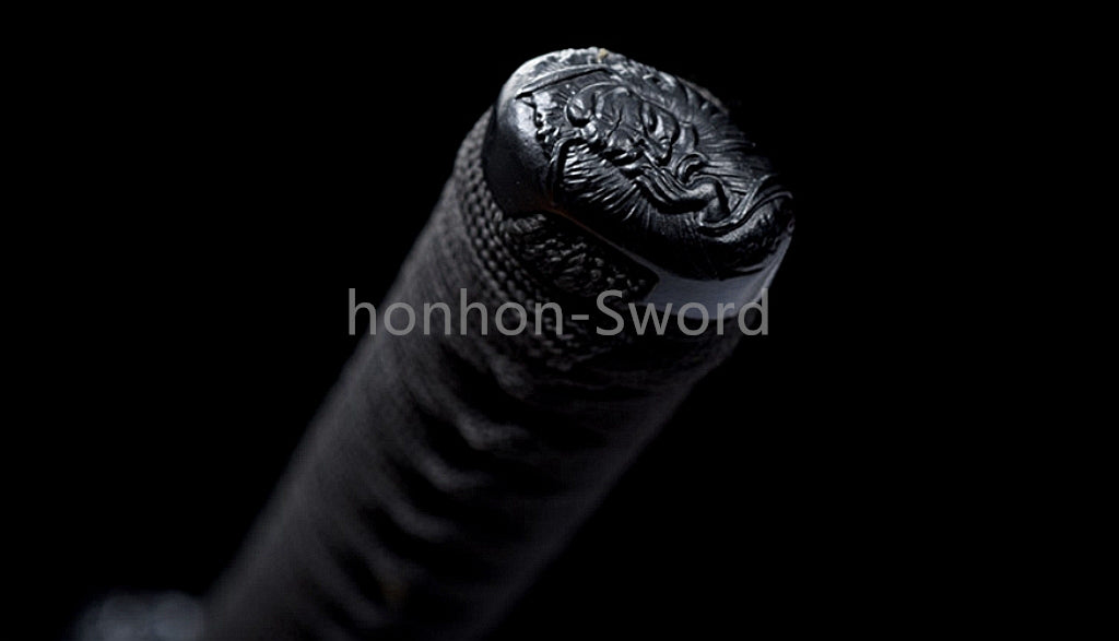 1095 Kohlenstoffstahl Katana Blaue Klinge Japanisches Samurai-Schwert Full Tang Schwarz 