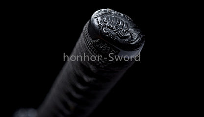 1095 Kohlenstoffstahl Katana Blaue Klinge Japanisches Samurai-Schwert Full Tang Schwarz 