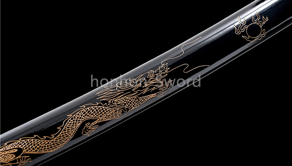 Katana à lame bleue en acier à haute teneur en carbone 1095, épée de samouraï japonais, épée complète noire 