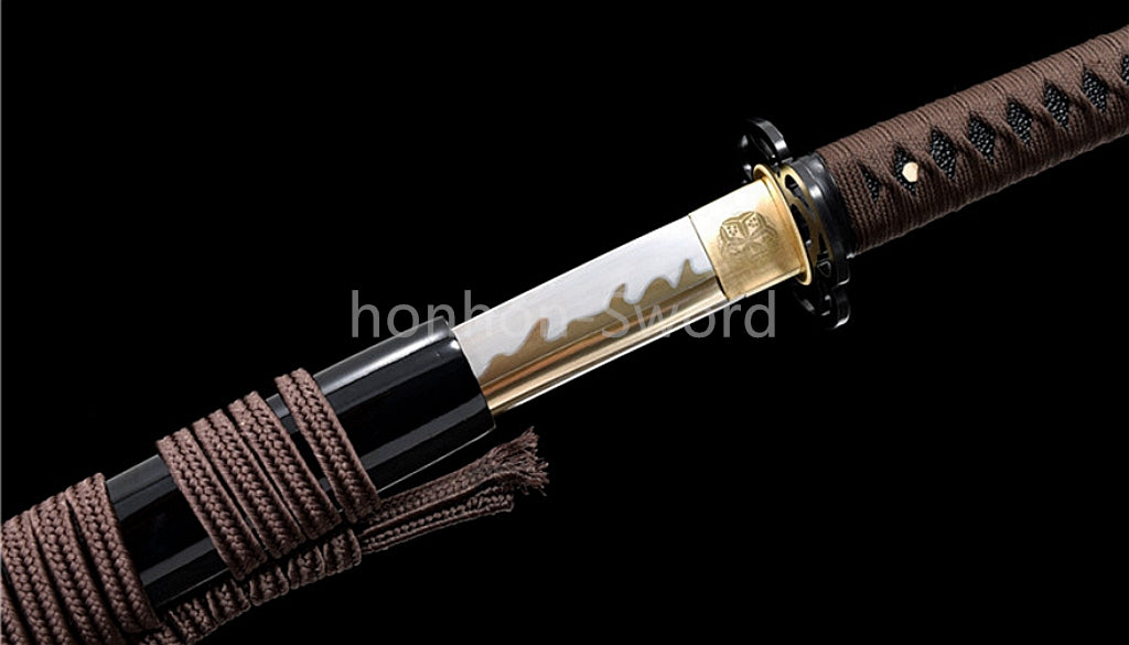 Katana à lame bleue en acier à haute teneur en carbone 1095, épée de samouraï japonais, épée complète noire 