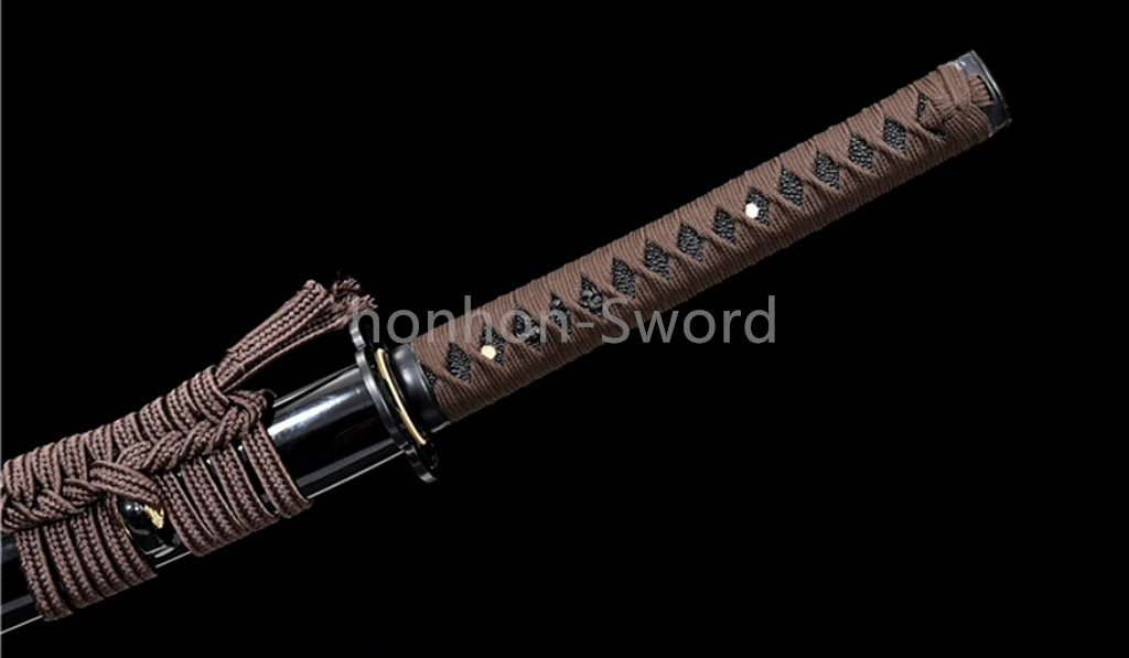 Katana à lame bleue en acier à haute teneur en carbone 1095, épée de samouraï japonais, épée complète noire 