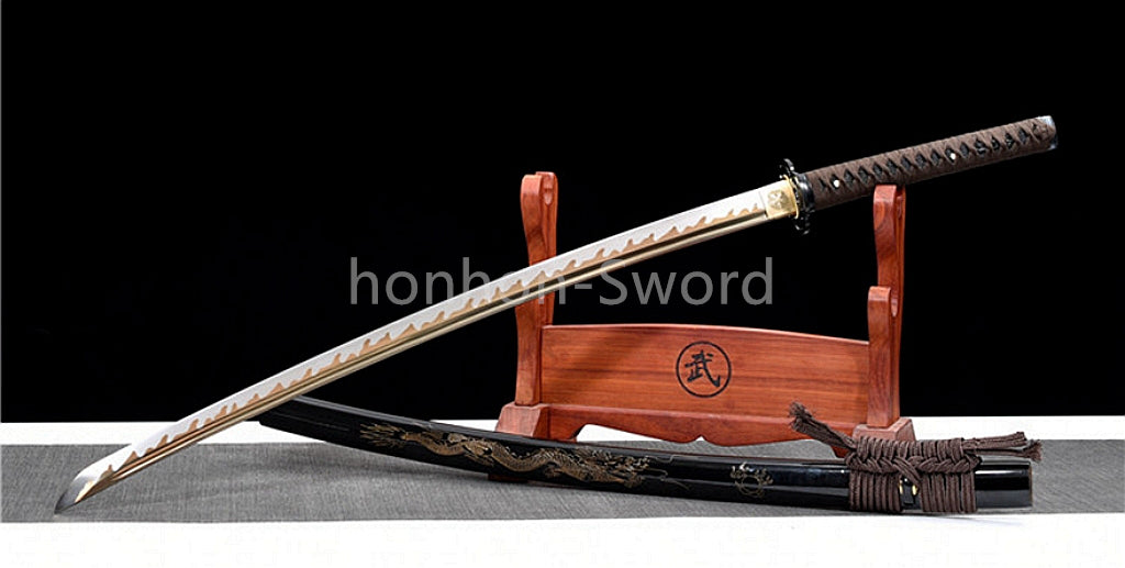 Katana à lame bleue en acier à haute teneur en carbone 1095, épée de samouraï japonais, épée complète noire 