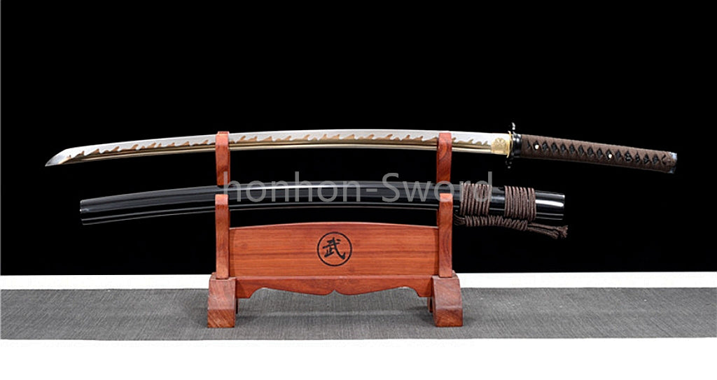 Katana à lame bleue en acier à haute teneur en carbone 1095, épée de samouraï japonais, épée complète noire 
