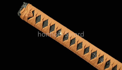 1095 Kohlenstoffstahl Katana Blaue Klinge Japanisches Samurai-Schwert Full Tang Schwarz 