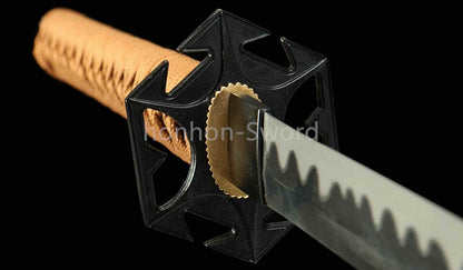 1095 Kohlenstoffstahl Katana Blaue Klinge Japanisches Samurai-Schwert Full Tang Schwarz 