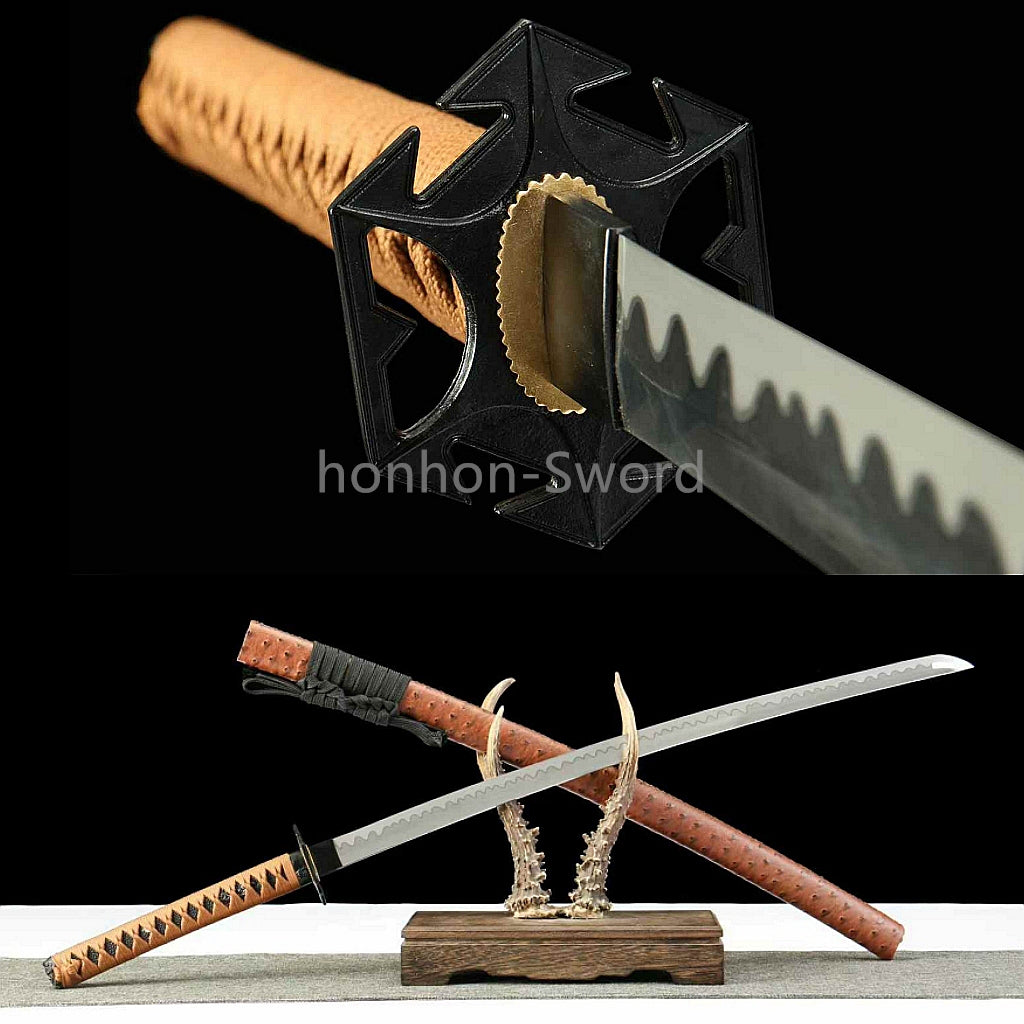 1095 Kohlenstoffstahl Katana Blaue Klinge Japanisches Samurai-Schwert Full Tang Schwarz 