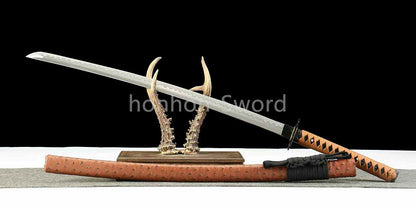 1095 Kohlenstoffstahl Katana Blaue Klinge Japanisches Samurai-Schwert Full Tang Schwarz 