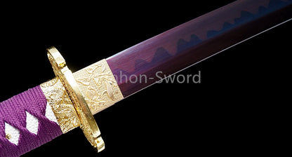 1095 Kohlenstoffstahl Katana Blaue Klinge Japanisches Samurai-Schwert Full Tang Schwarz 