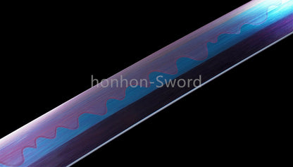 1095 Kohlenstoffstahl Katana Blaue Klinge Japanisches Samurai-Schwert Full Tang Schwarz 