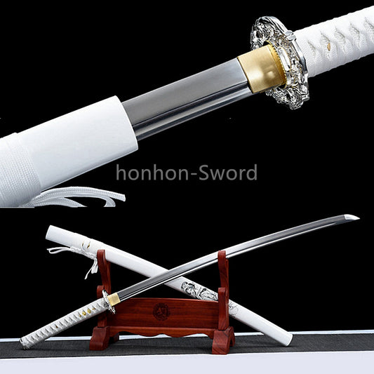 Katana à lame bleue en acier à haute teneur en carbone 1095, épée de samouraï japonais, épée complète noire 