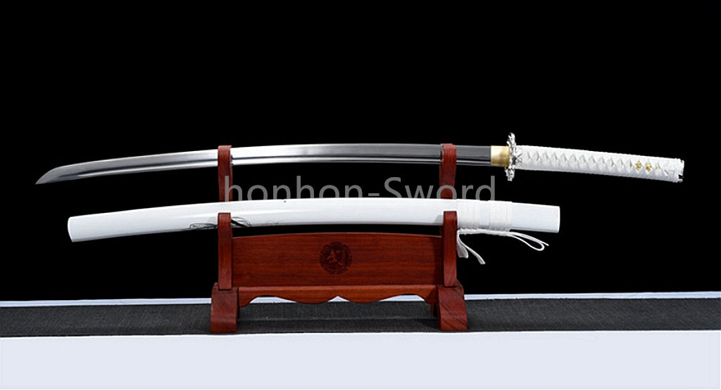 1095 Kohlenstoffstahl Katana Blaue Klinge Japanisches Samurai-Schwert Full Tang Schwarz 
